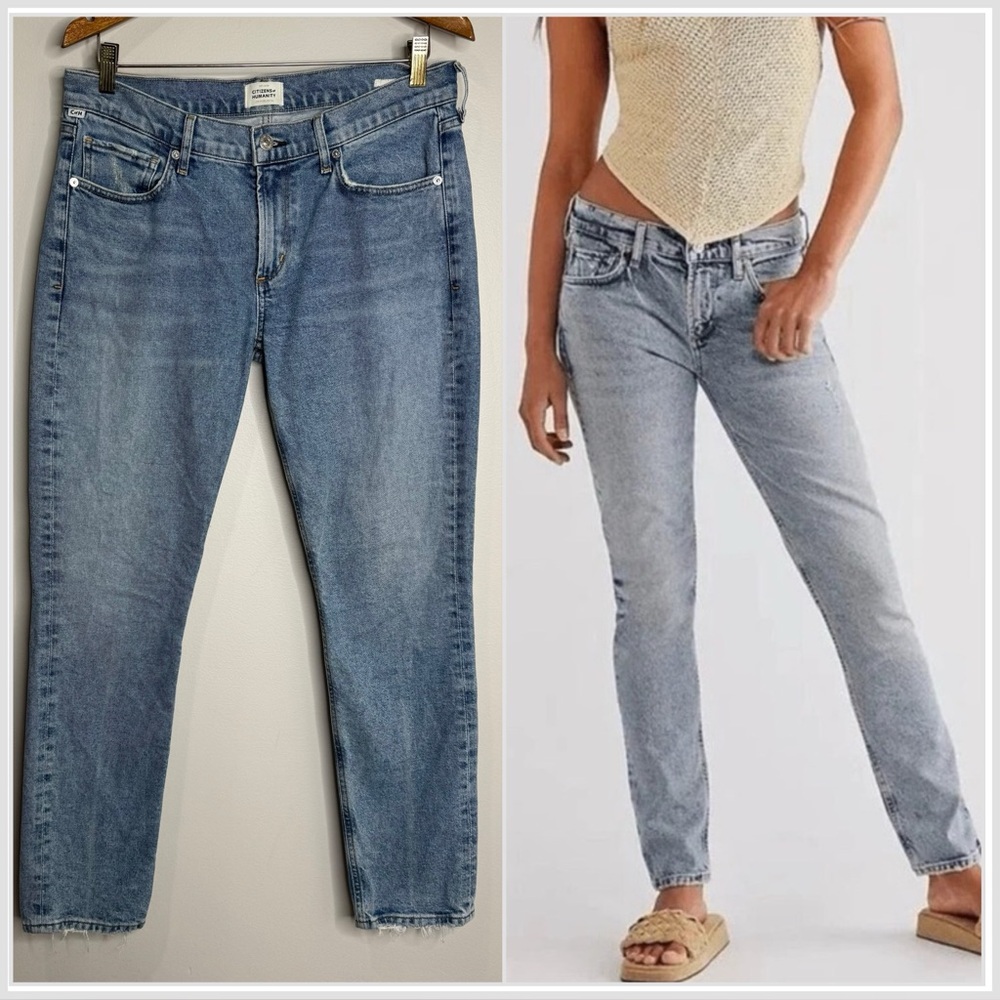 Citizens of Humanity Inga Low Rise Slim Leg Distressed Medium Wash Jeans Size 29